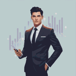 Finance and banking expert in sharp business suit holding a tablet, representing expertise in financial services and banking