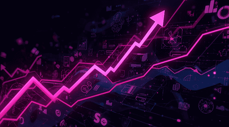 AI-powered SEO arrows and neon digital marketing growth graphics representing digital marketing 2026 AI trends.