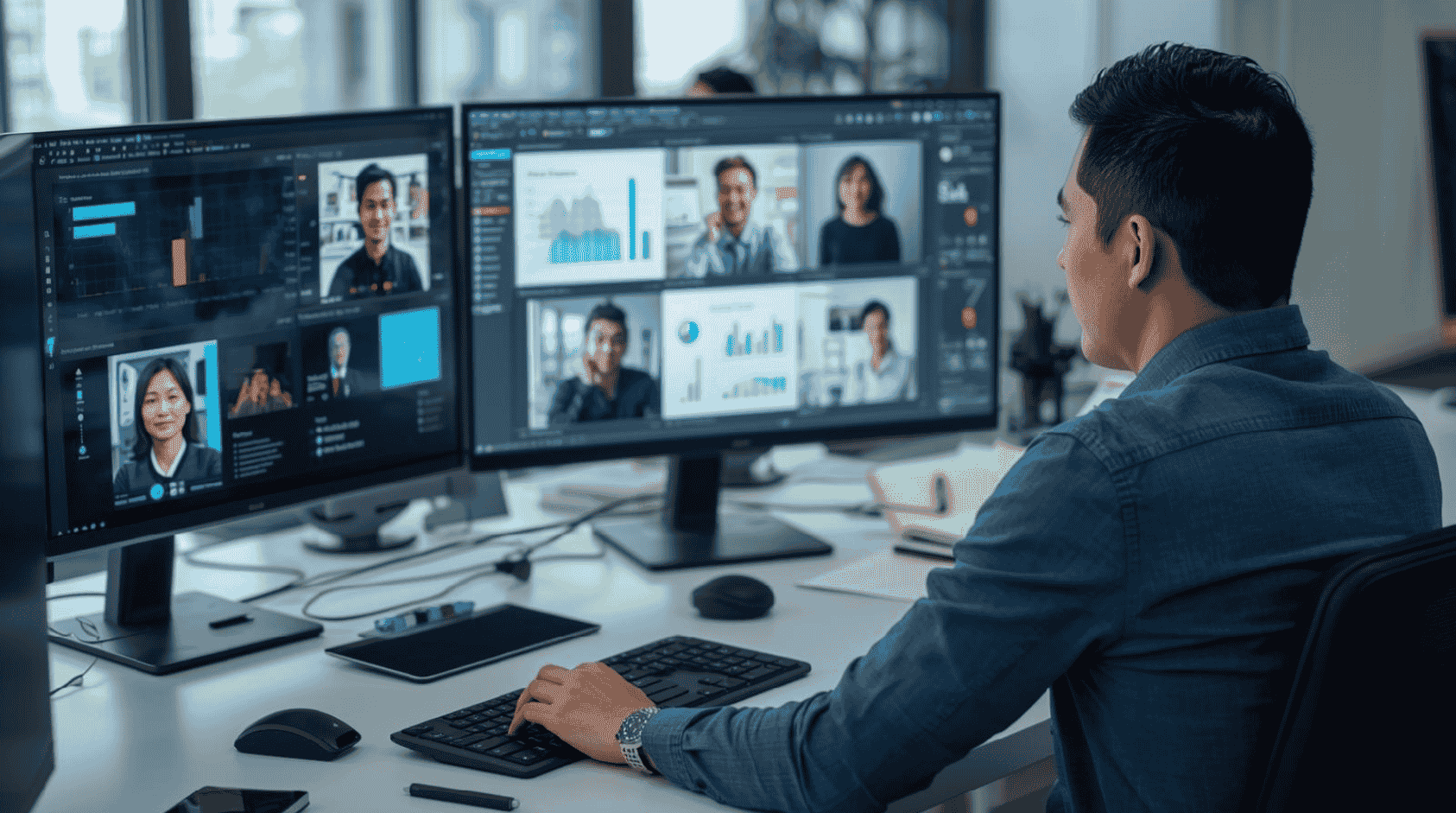 Remote team outsourcing workflow showing coordination between businesses and remote teams
